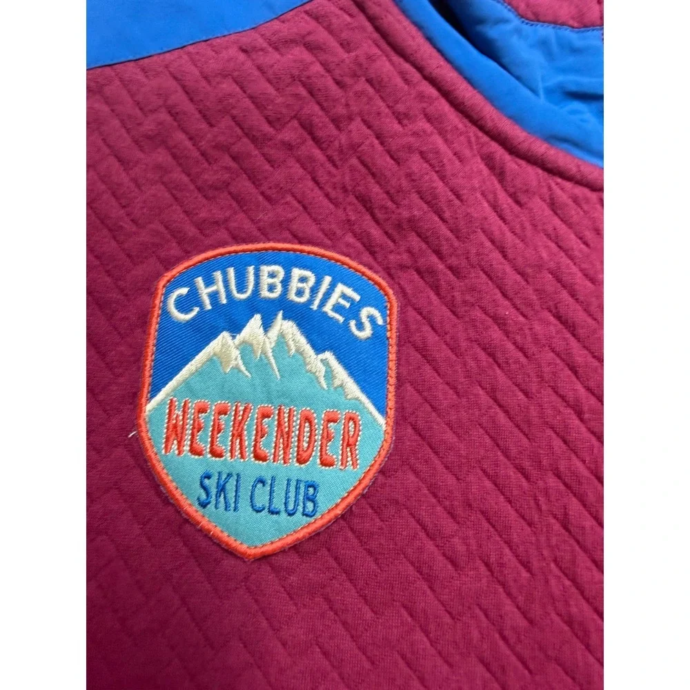 Chubbies‎ Weekender Ski Club Mens Large Quilted Quarter Zip Pullover NWT
